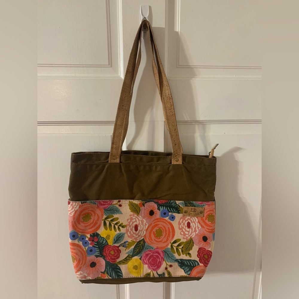Handmade Stitch Works Sewing Studio Waxed Canvas Rifle Paper Garden Party Tote